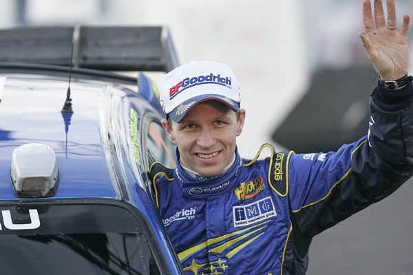 Petter Solberg at the podium ceremony on Rally Norway 2007.